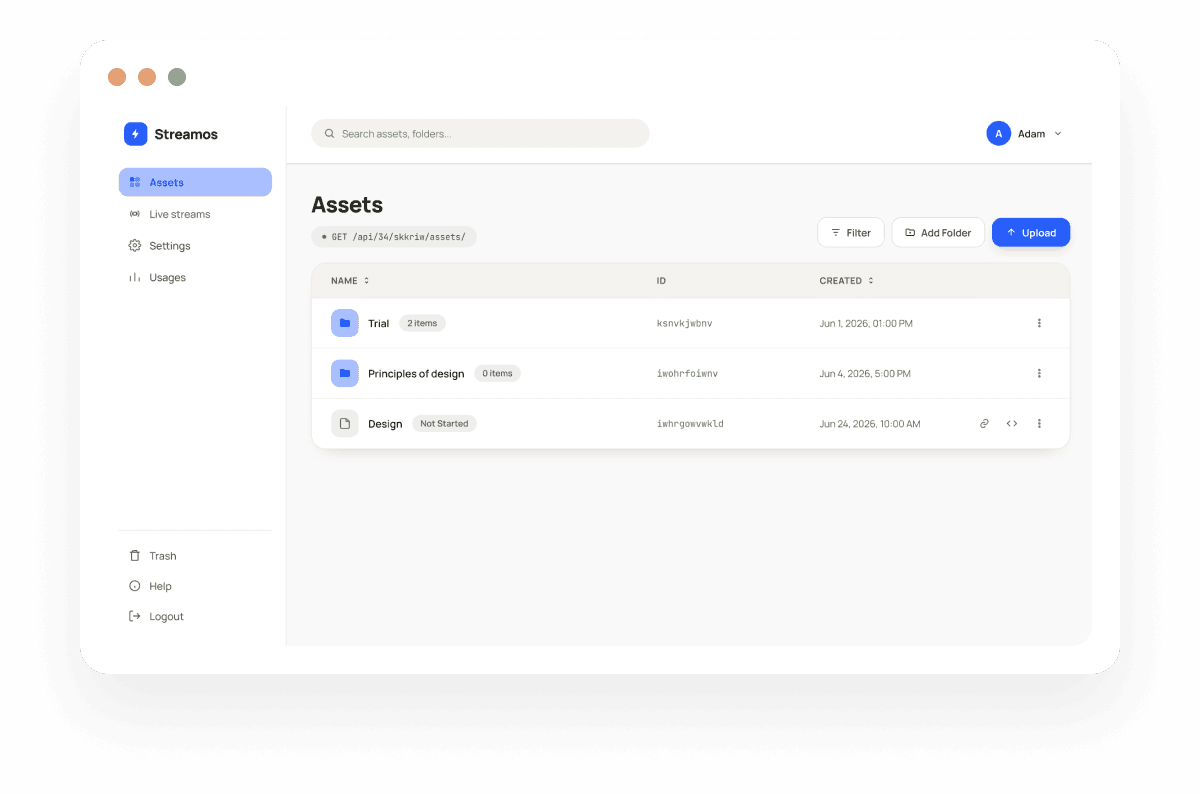 StreamOS dashboard